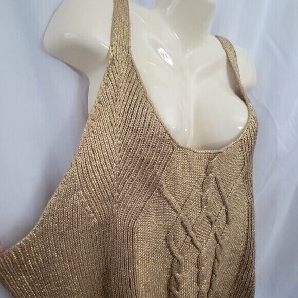 NEW Kika Vargas Chunky Gold Sweater Sleeveless w/Straps Metallic Tank 4x Plus - Picture 7 of 13